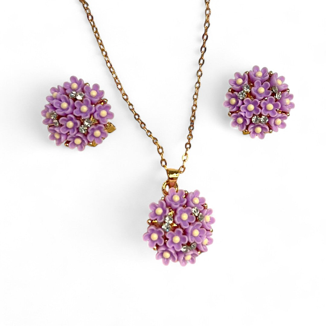 Bunch of Violet lily Locket-set