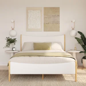 Rowtag Agapita Upholstered Boucle Solid Wood Platform Bed
