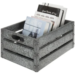 Galvanized Metal Storage Crate Basket