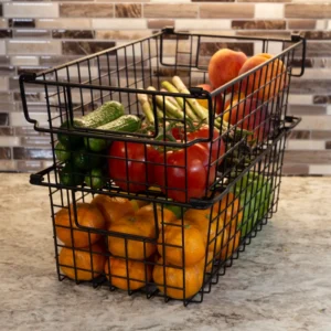 Stackable Metal Storage Baskets (Set of 2)